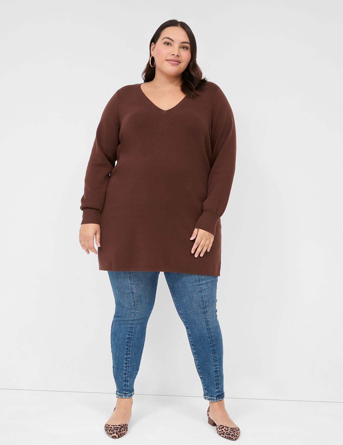 Long Slv V-Neck Sweater
