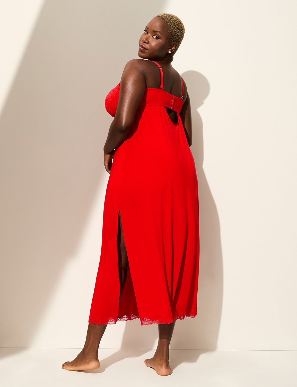 open lace back dress Red Strappy Cowl Neck Satin Bias Slip Dress main image 0
