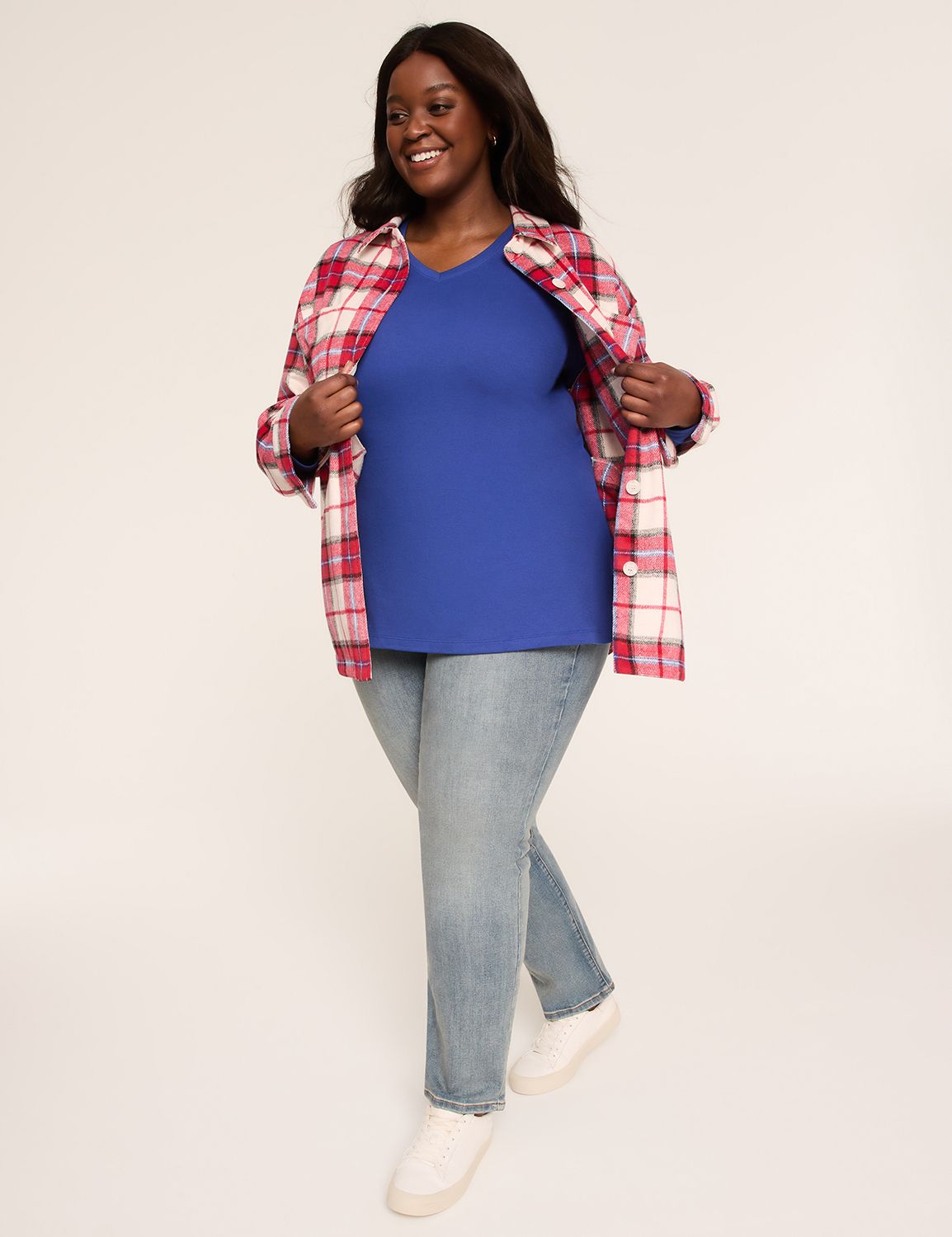 Classic Long Sleeve V-Neck Tunic Te Product Image 3