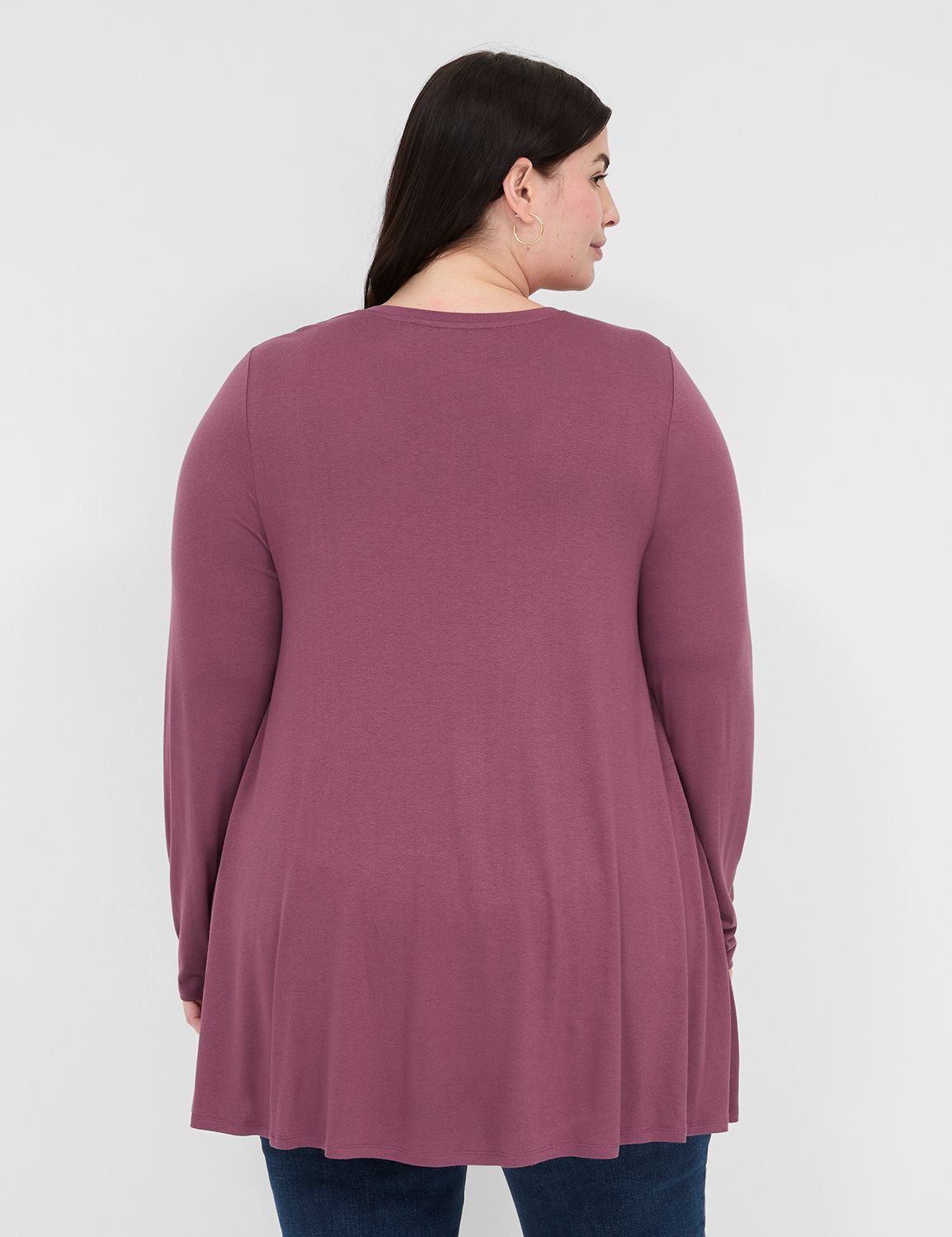 Classic Long Sleeve V-Neck Swing Te Product Image 2