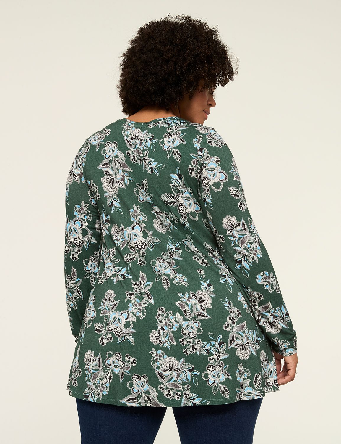 Classic Long Sleeve V-Neck Swing Te Product Image 2