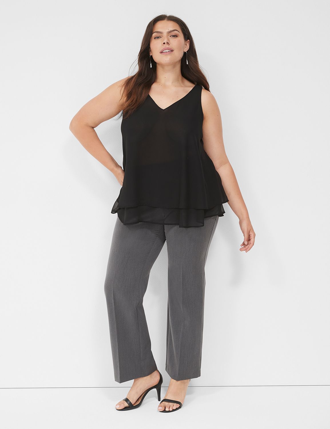 Sleeveless V Neck Swing Double Laye Product Image 3