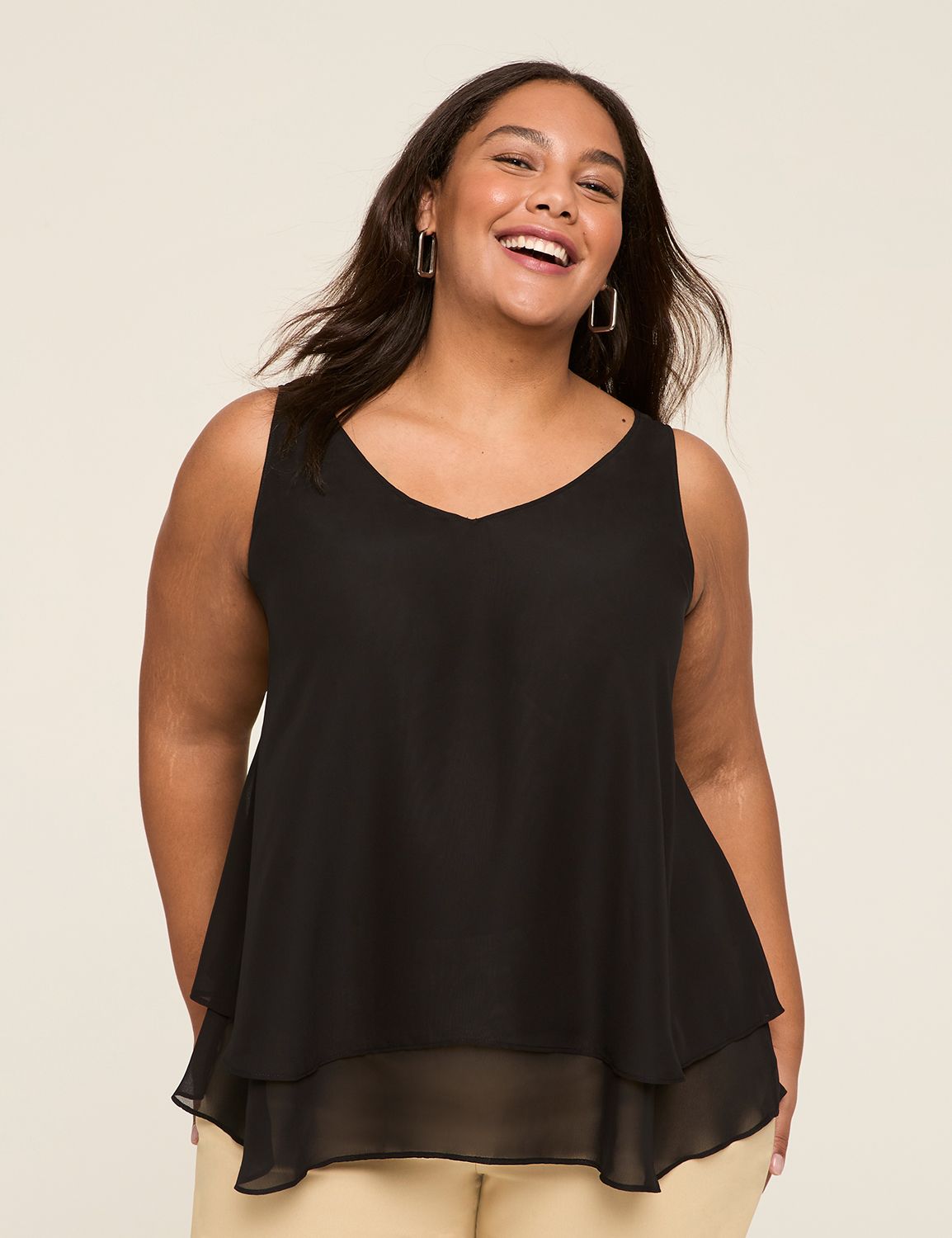 Sleeveless V Neck Swing Double Laye Product Image 1