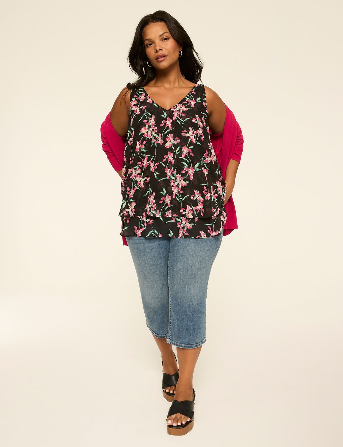 Sleeveless V Neck Swing Double Laye Product Image 3