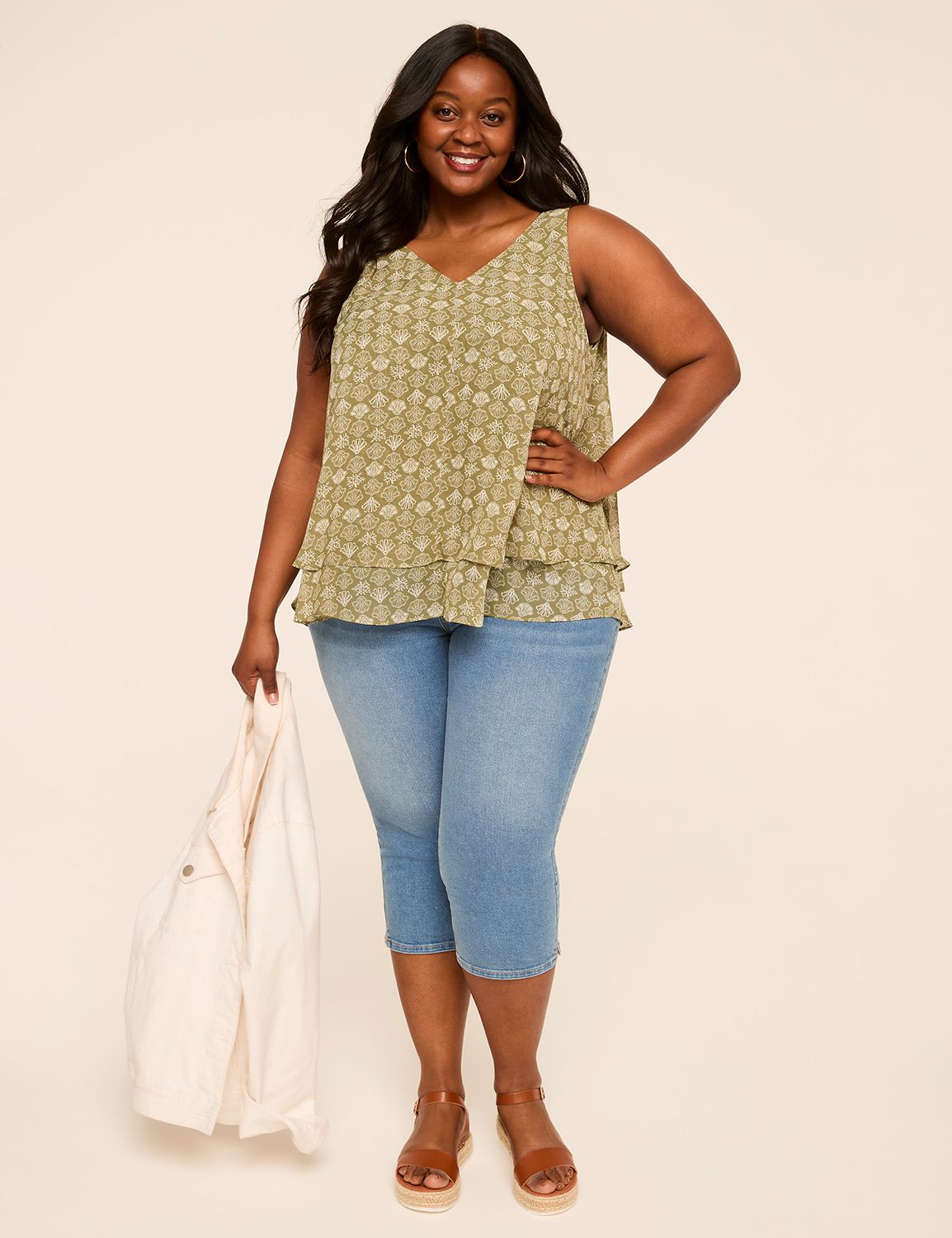 Sleeveless V Neck Swing Double Laye Product Image 3