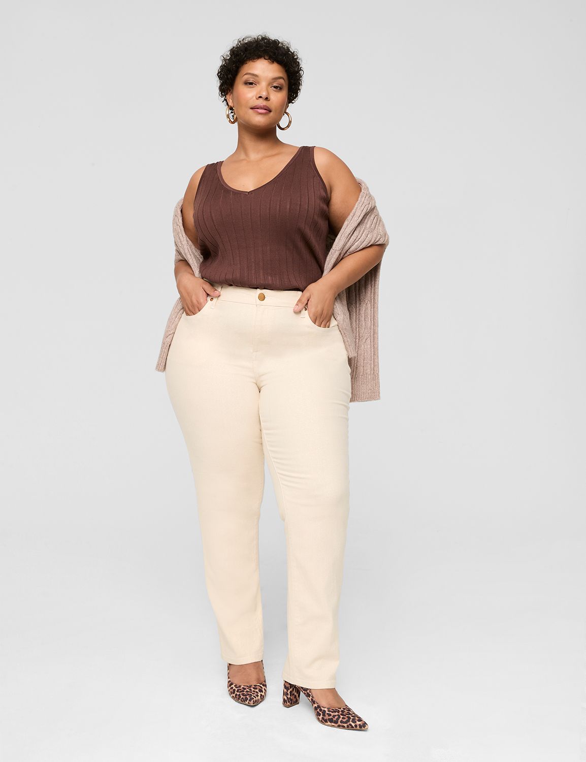 MID RISE SIGNATURE STRAIGHT -  ECRU Product Image 3