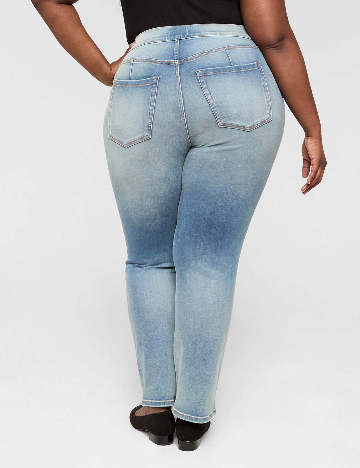 Pull-On Fit High-Rise Pearlized Embellished Straight Jean