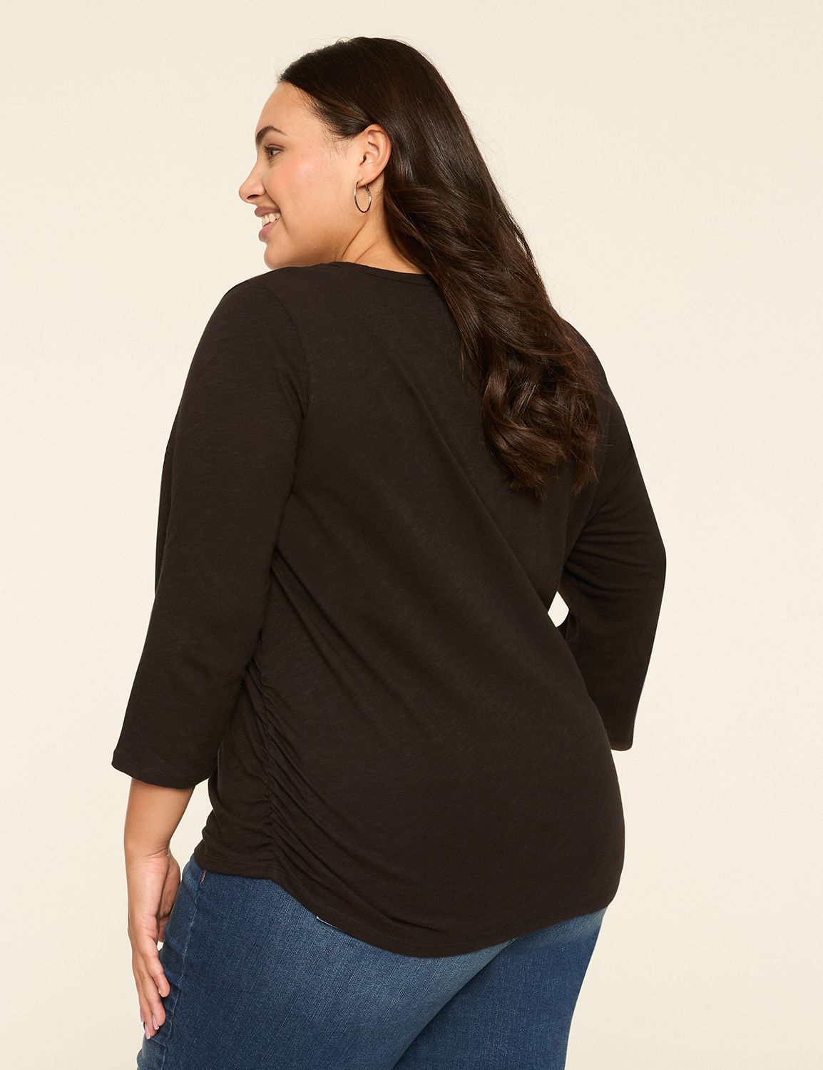 Crushed 3/4 Sleeve Sunrise V-Neck main image 0