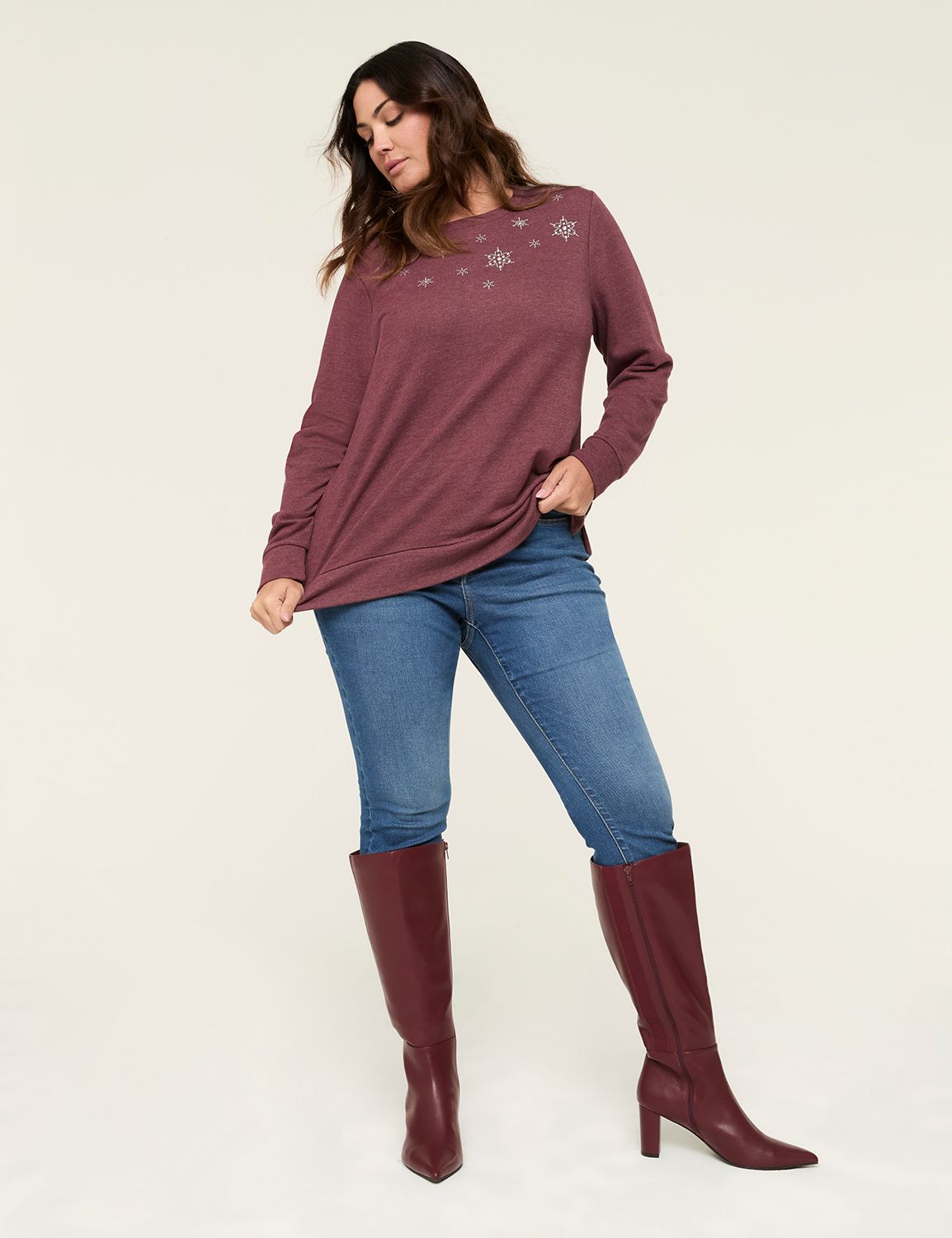 Rhinestone Snowflake Graphic Sweatshirt