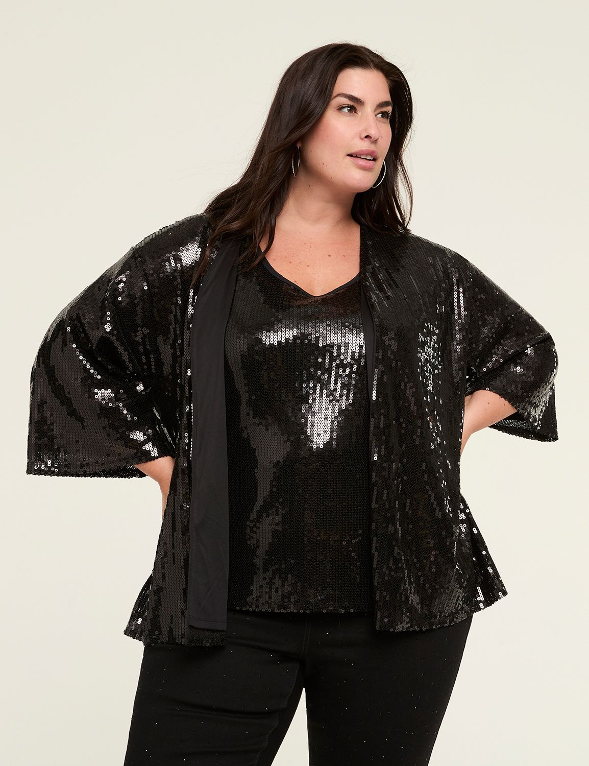 3/4-Sleeve Sequin Overpiece