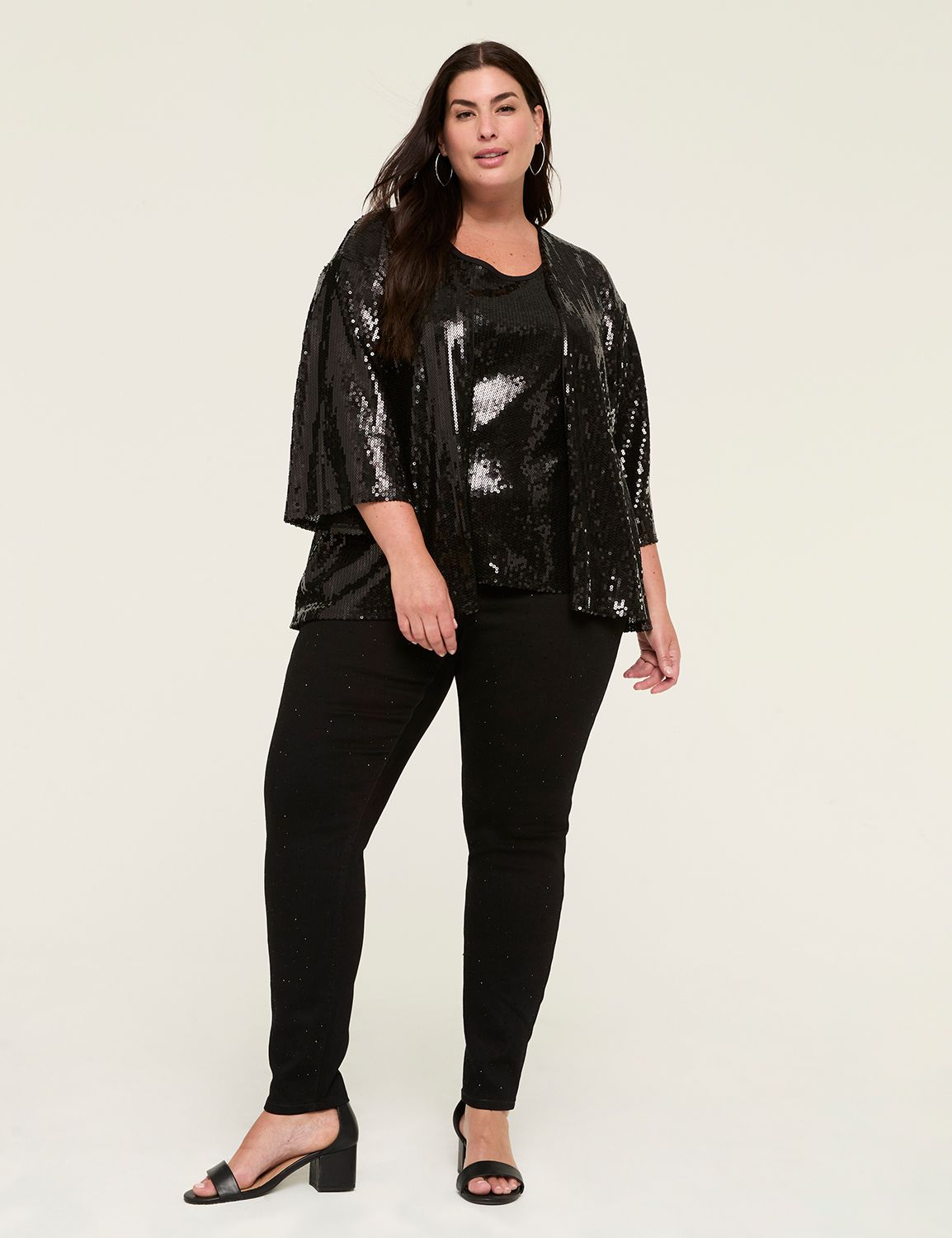 3 4 Sleeve Sequin Overpiece LaneBryant