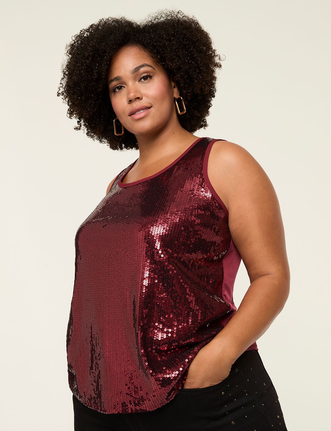 Classic Scoop Neck Sequin Tank F 11 LaneBryant