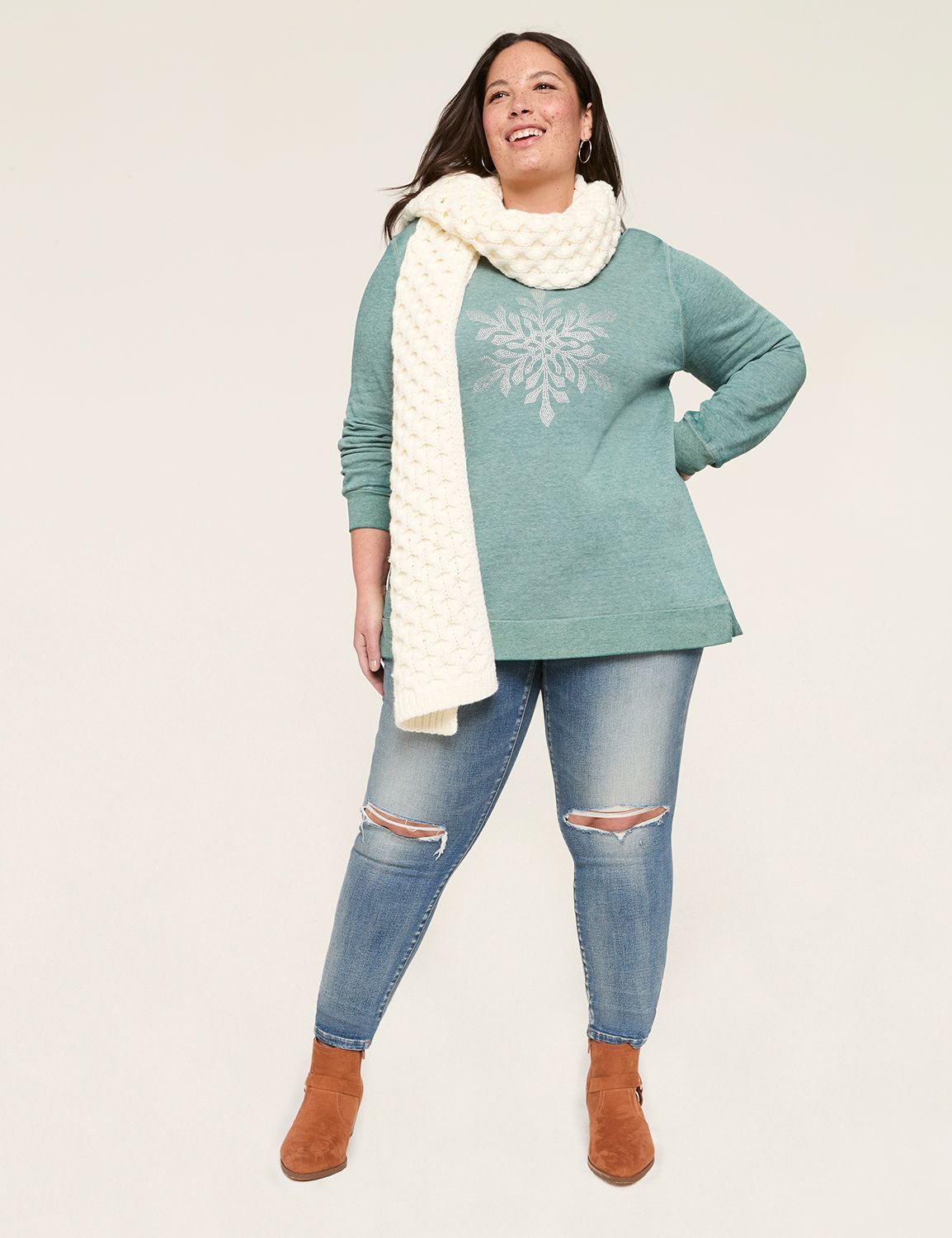 Lane bryant snowflake sweatshirt sale