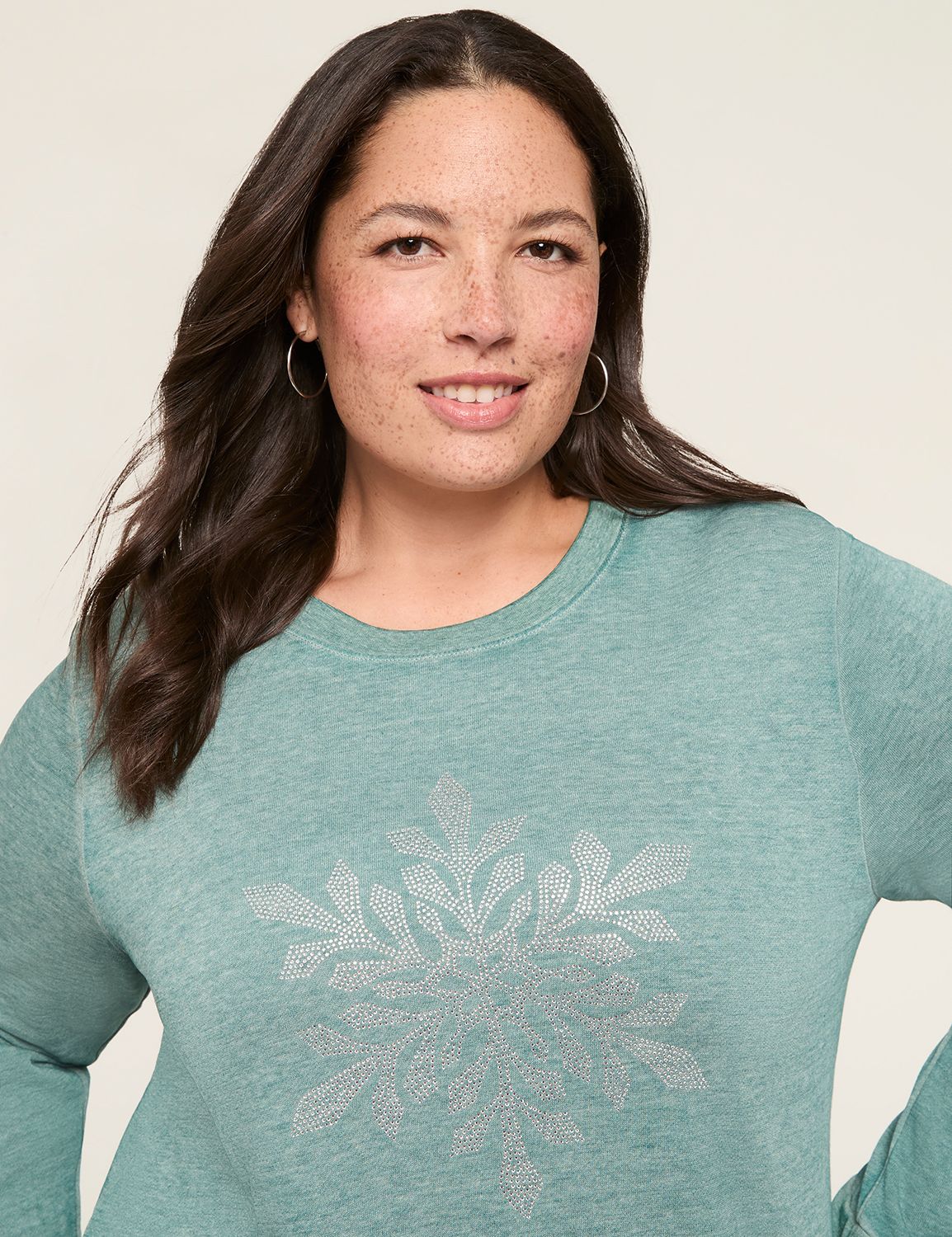 Glitter Snowflake Graphic Sweatshirt LaneBryant