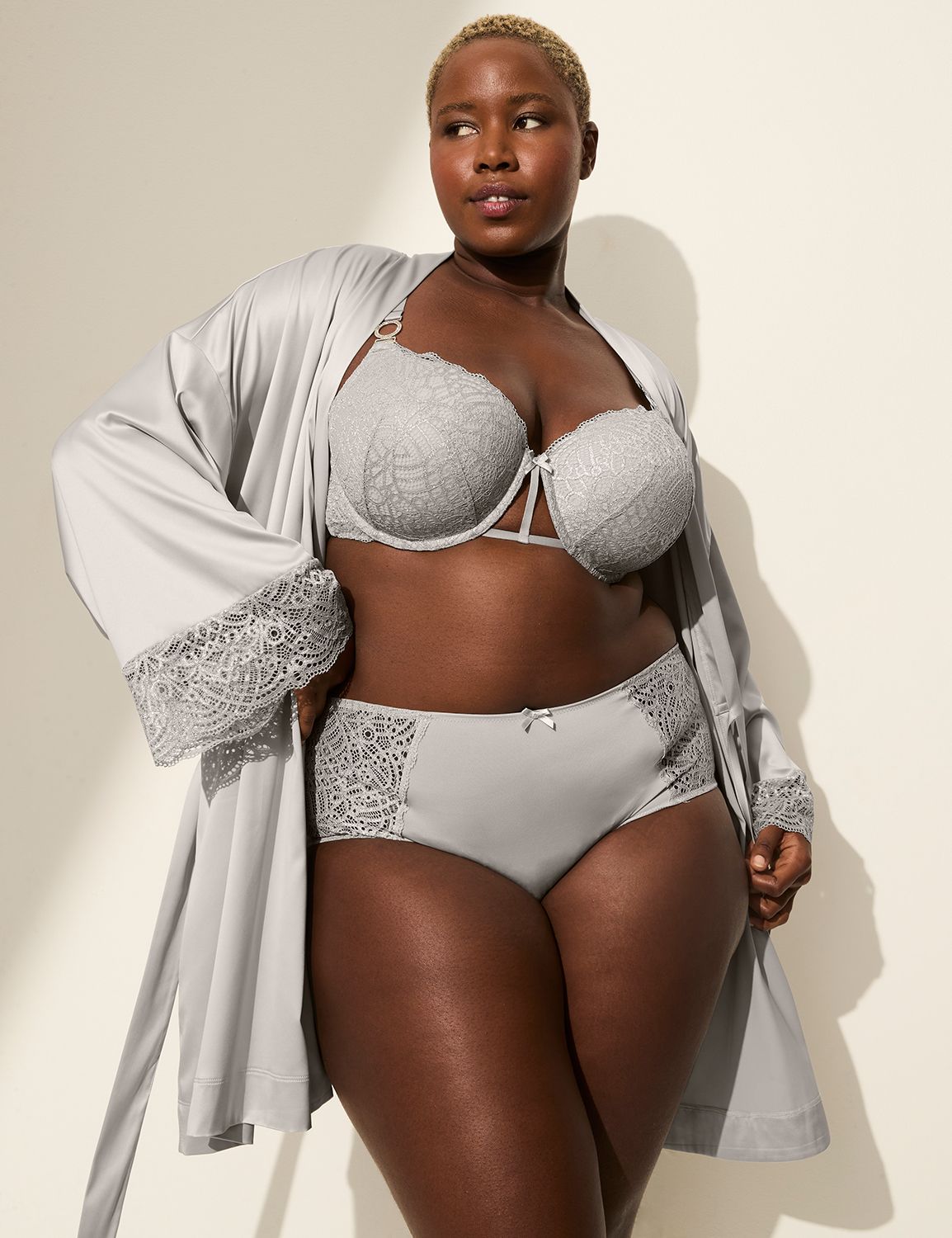 Satin Lace Sleeve Robe 1143412 Product Image 3