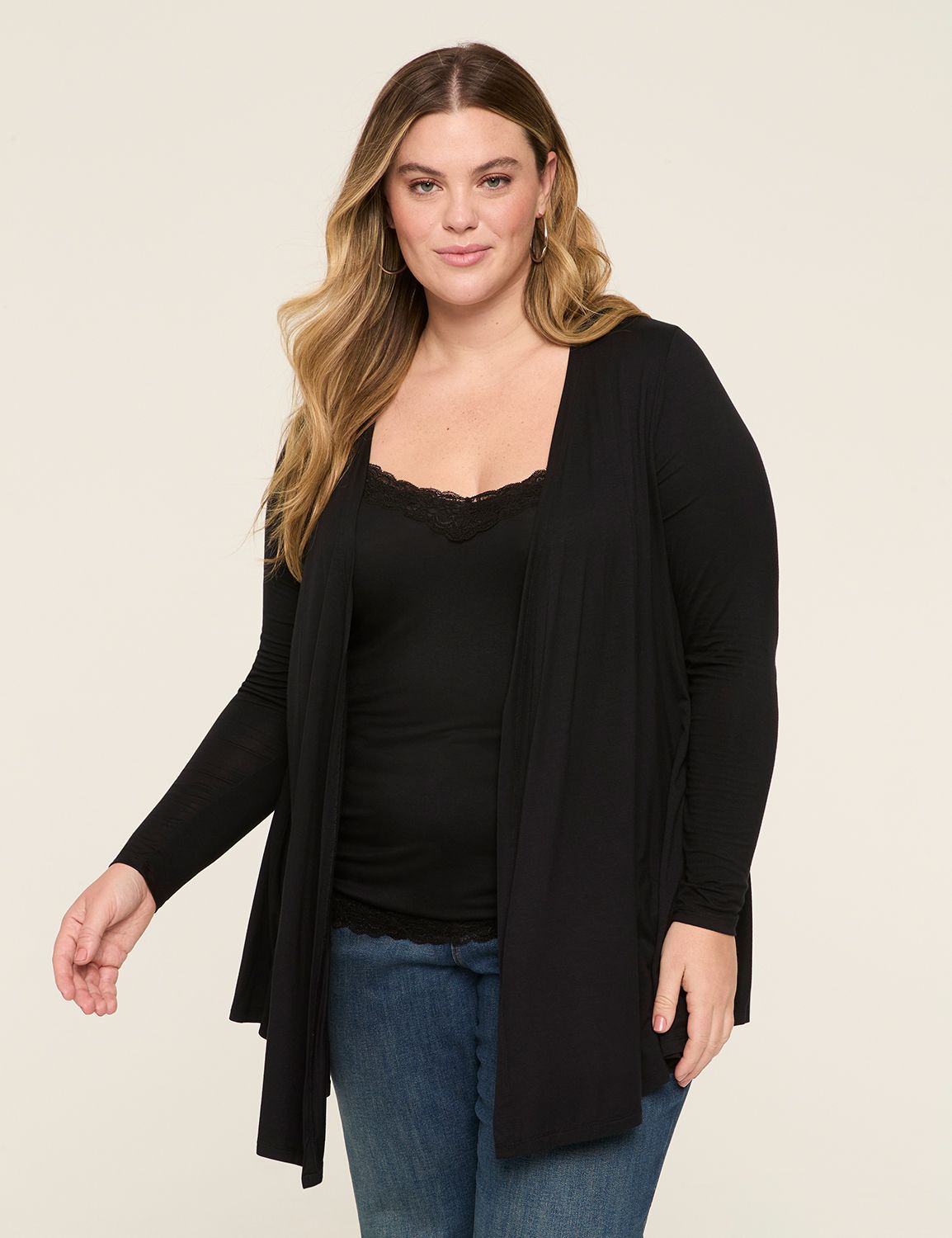 Long Sleeve Open Front Fit And Flar Product Image 1