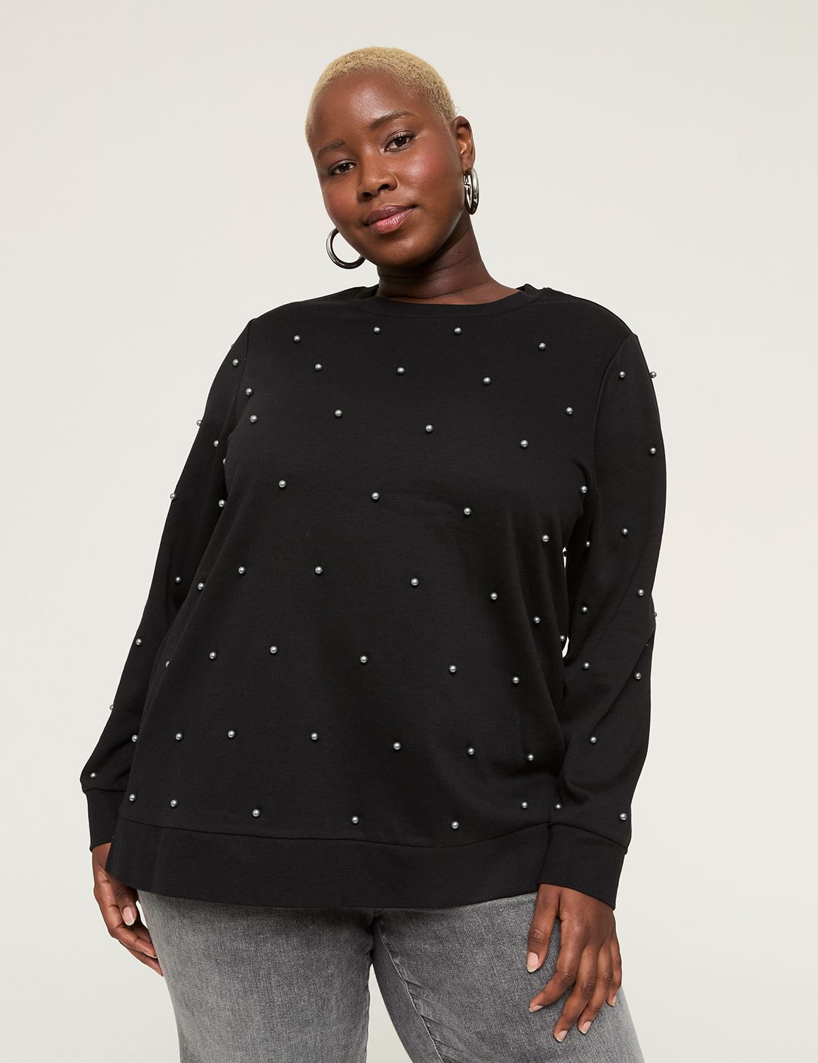 Pearlized-Detail Sweatshirt