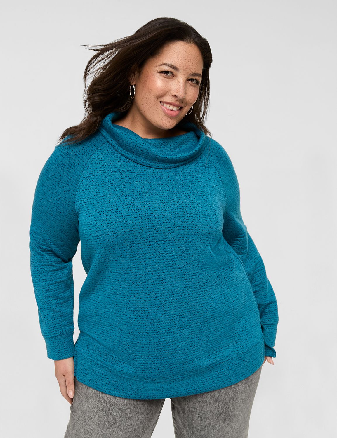 Relaxed Long Sleeve Cowl Neck Textu Product Image 1
