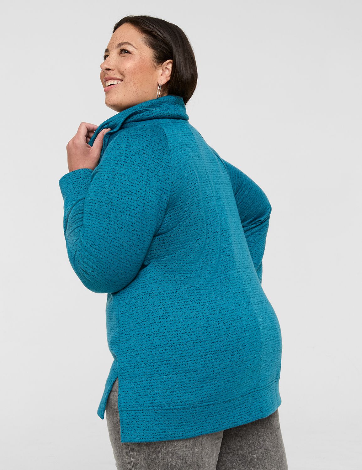 Relaxed Long Sleeve Cowl Neck Textu Product Image 2