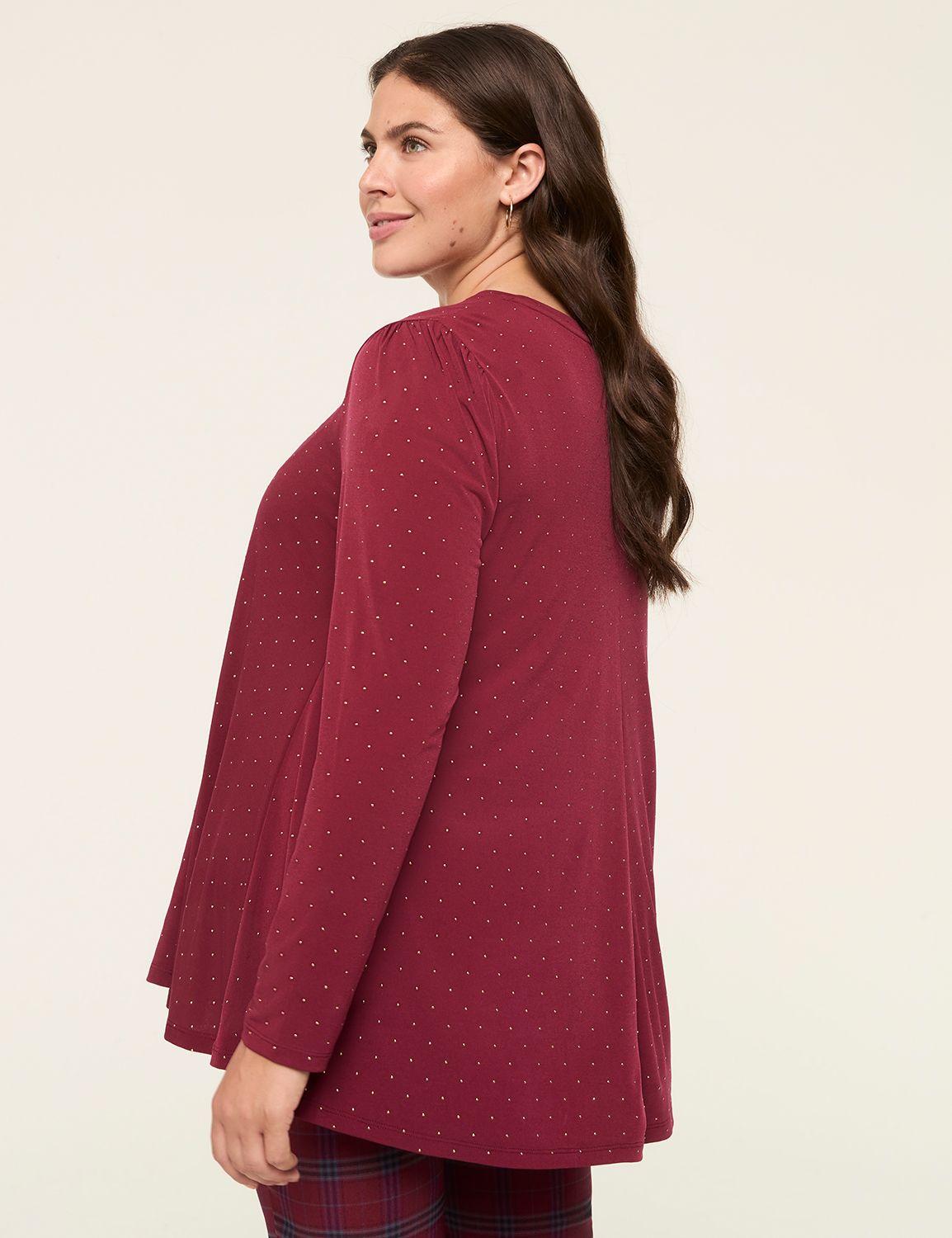 Long Sleeve Crew Neck Dew Drop Stud | LaneBryant
