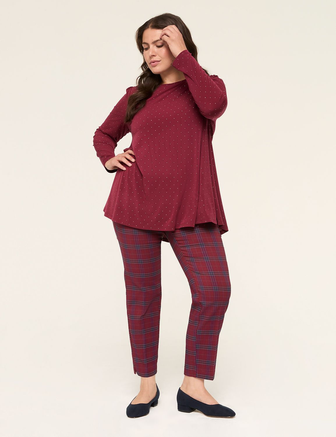 Long Sleeve Crew Neck Dew Drop Stud | LaneBryant