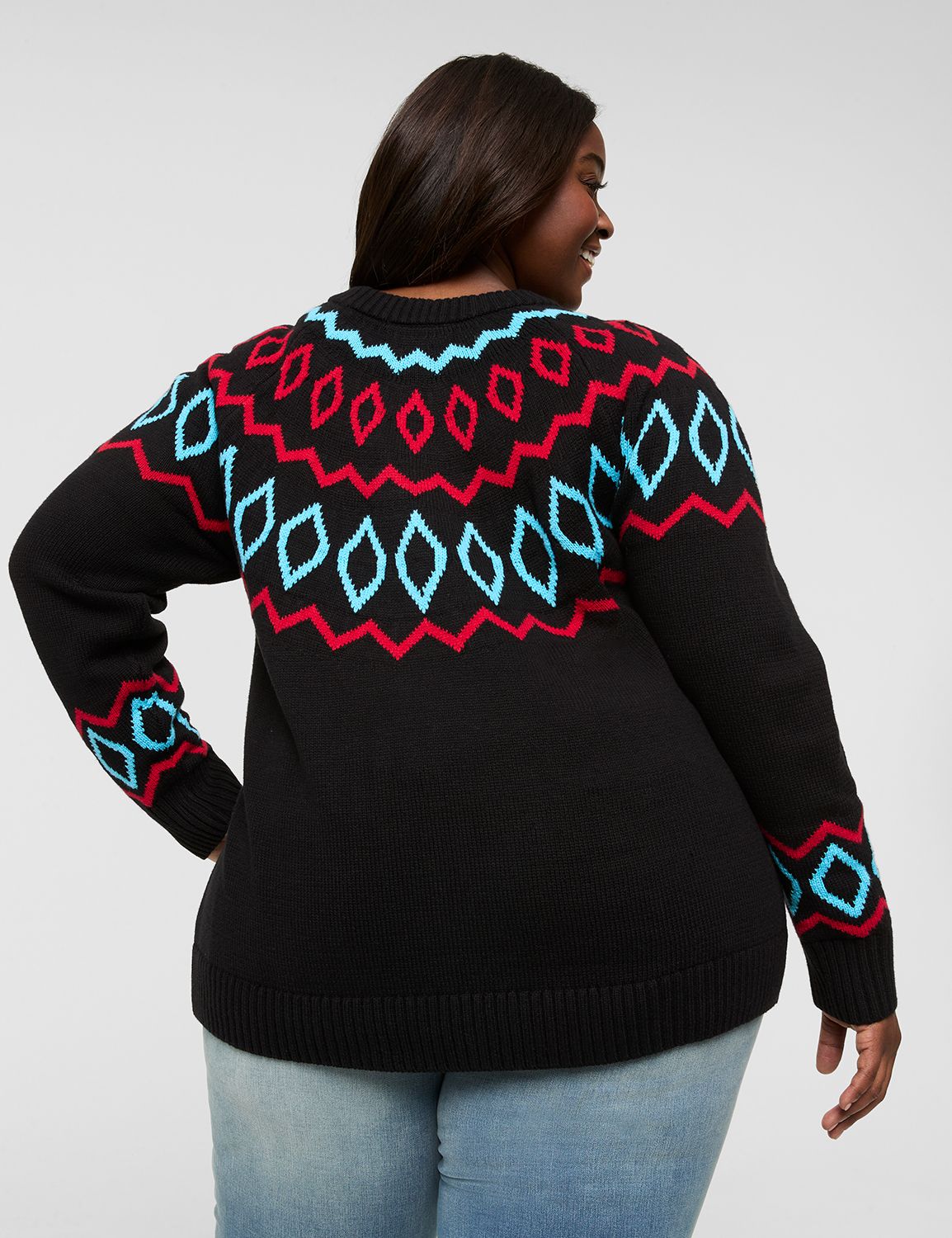 Classic Long Sleeve Crew Neck Jacqu | LaneBryant