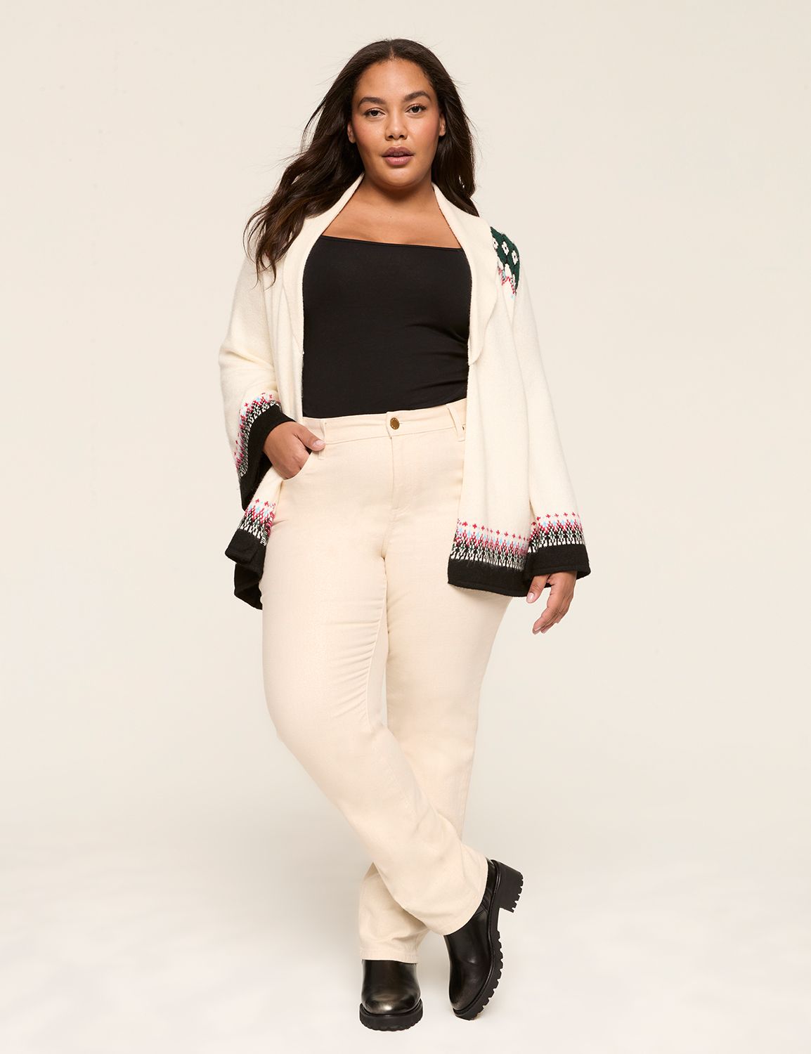 Jacquard Shawl-Collar Cardigan | LaneBryant