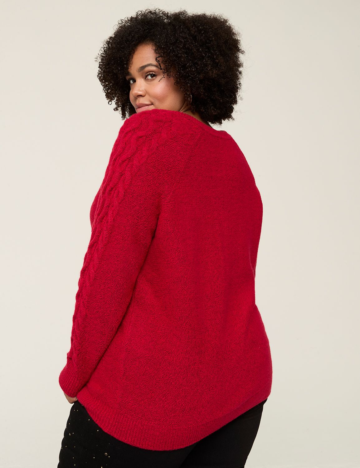 Classic Long Sleeve V-Neck Cable Pu Product Image 2