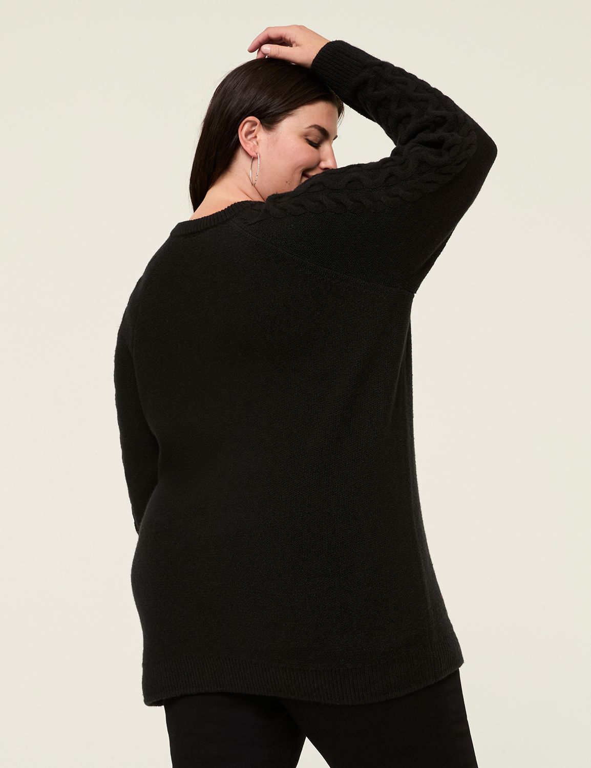 Classic Long Sleeve V-Neck Cable Pu Product Image 2