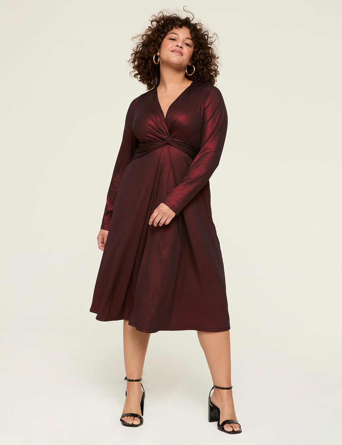 Shimmer Twist Front Midi Dress LaneBryant