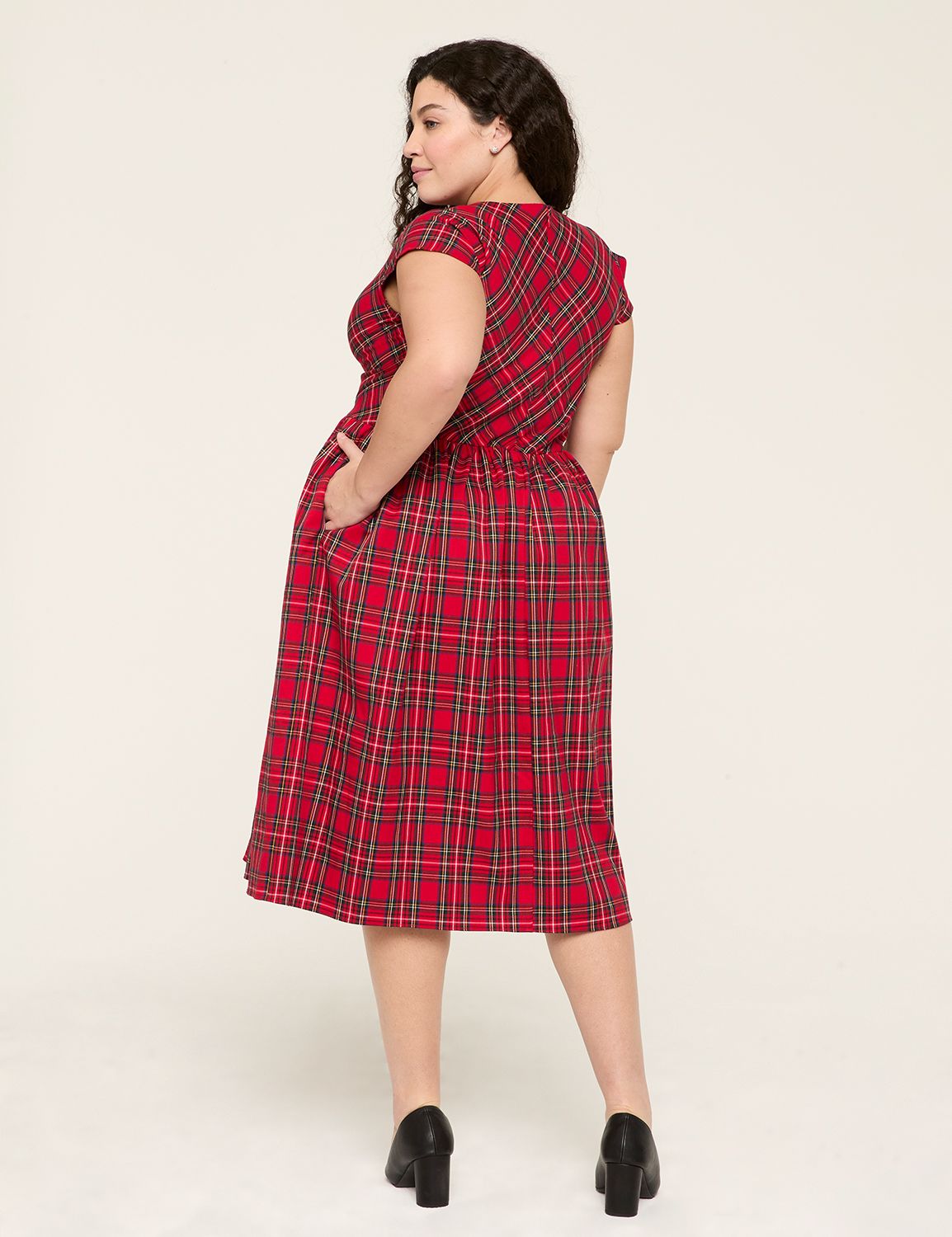 CAP SLEEVE V NECK FIT AND FLARE 114 Product Image 2