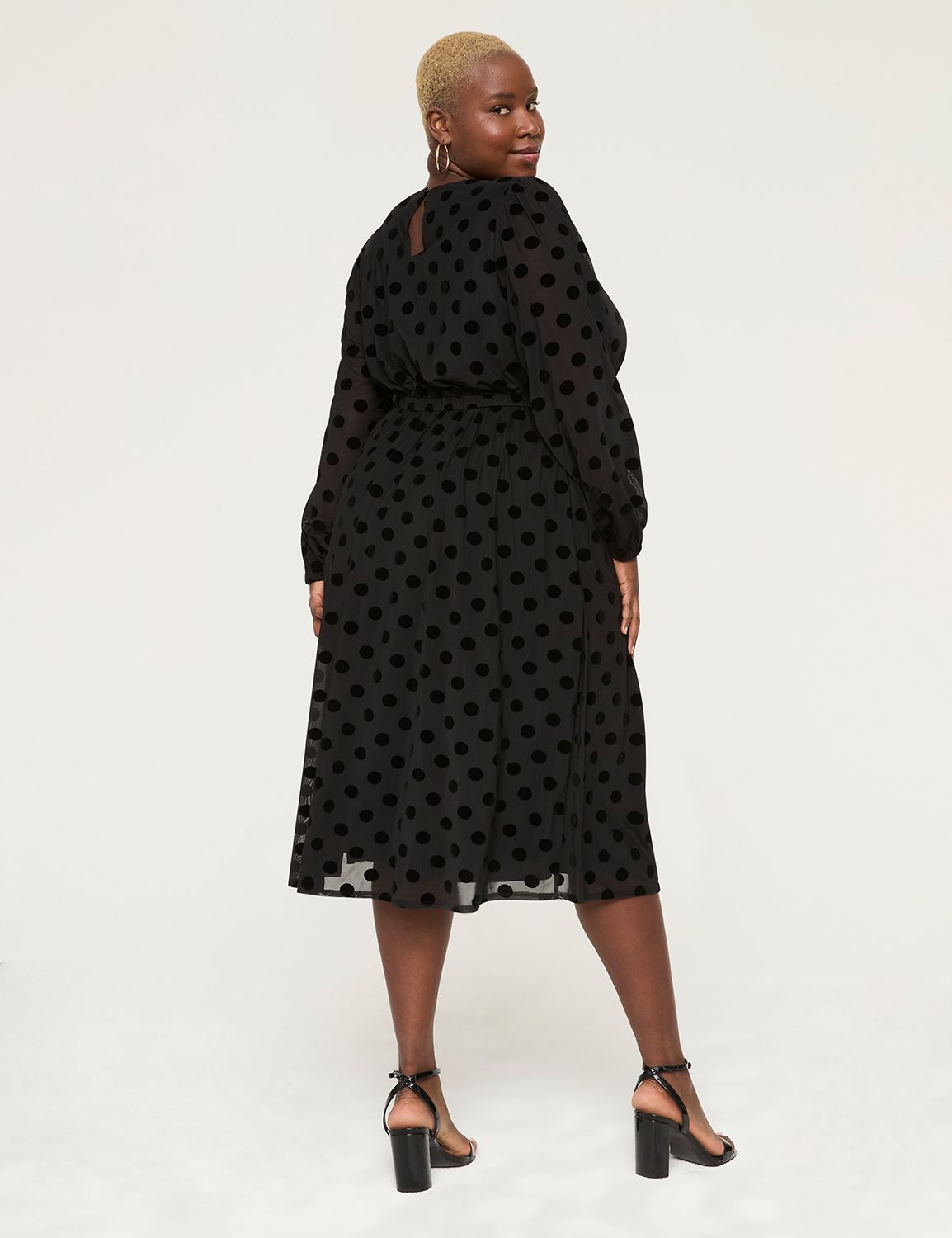 Velvet-Dot Fit & Flare Midi Dress | LaneBryant