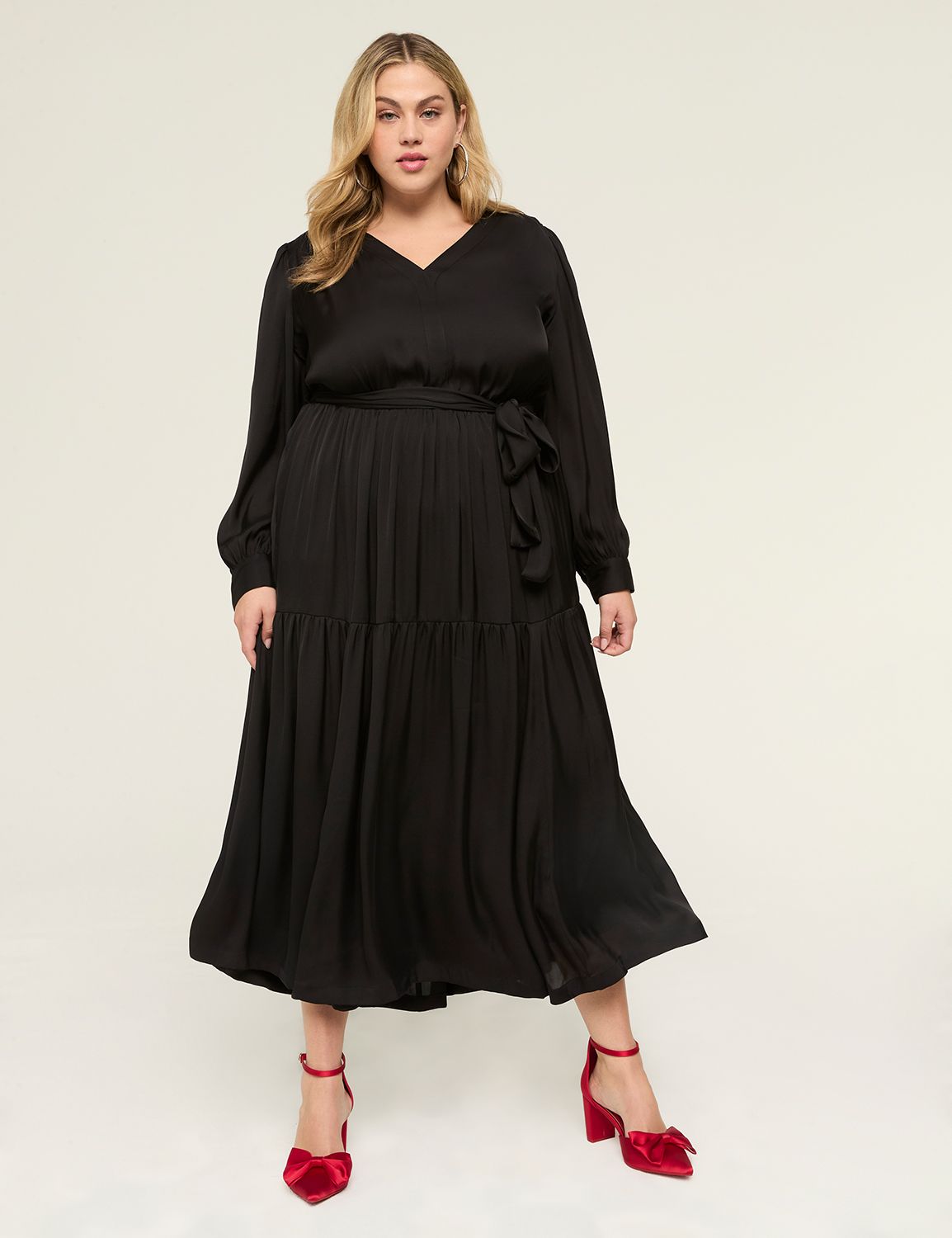 v-neck tiered maxi dress