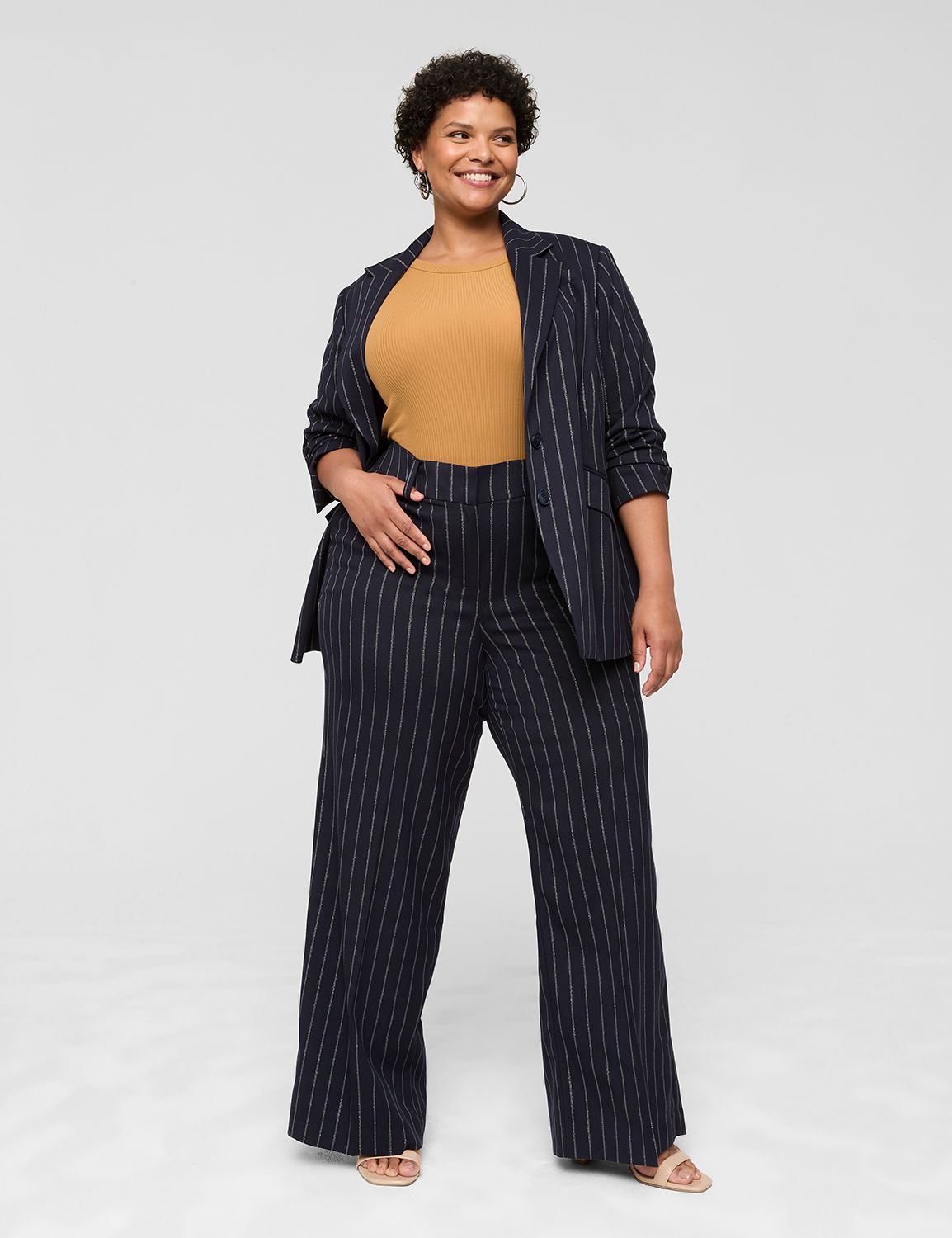 Two Buttons Lurex Pinstripe Blazer Product Image 3