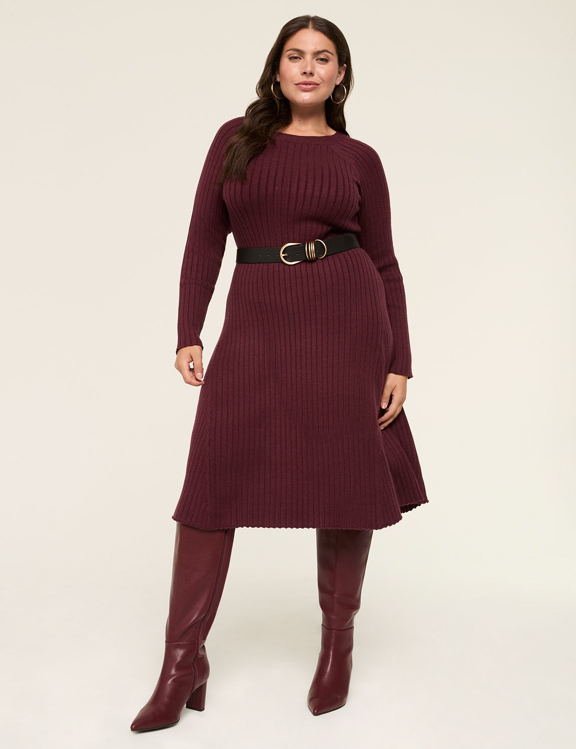 LS RAGLAN TURTLENECK RIB DRESS 1142 Product Image 1
