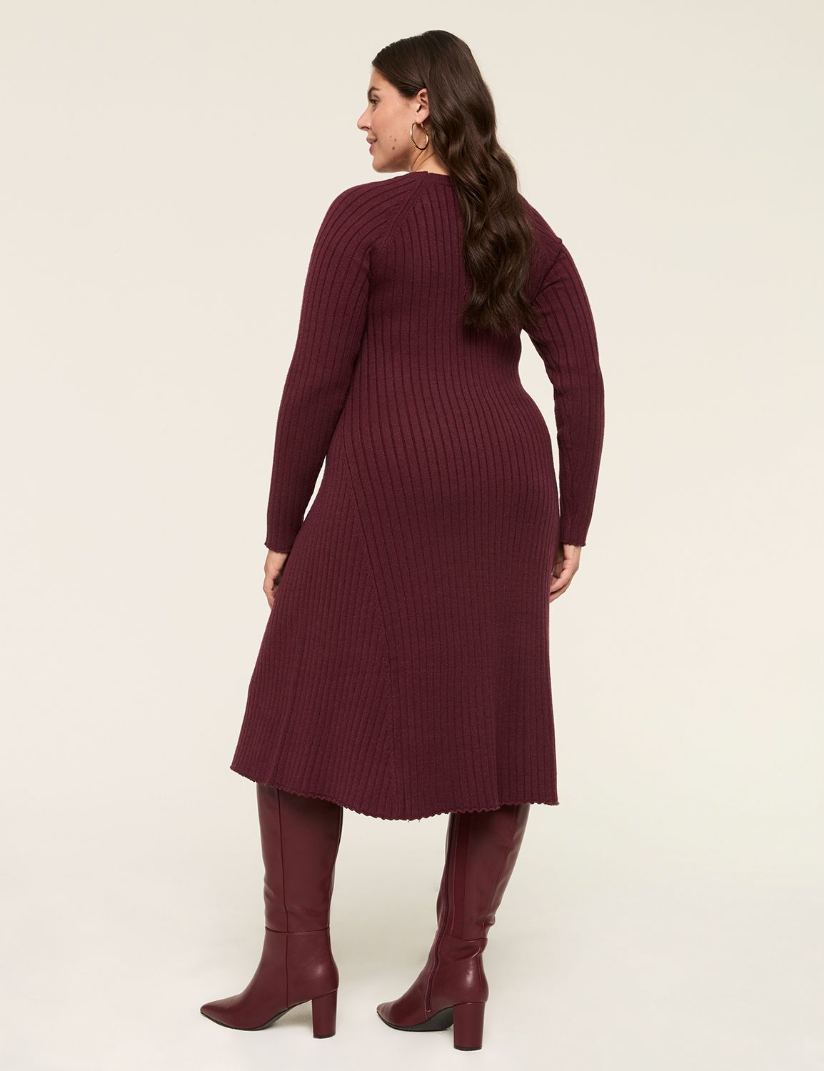 LS RAGLAN TURTLENECK RIB DRESS 1142 Product Image 2