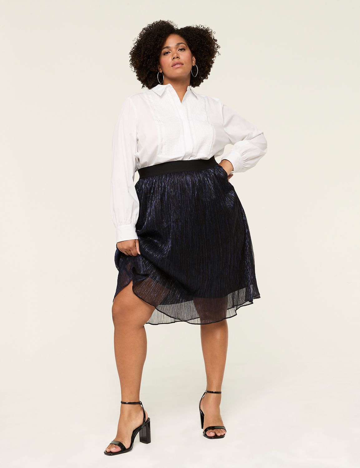 Lurex Shimmer Crinkle Knit Skirt | LaneBryant
