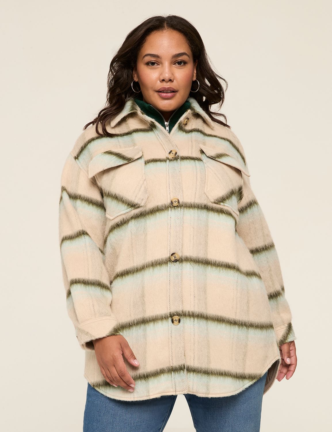 Faux-Wool Plaid Shacket