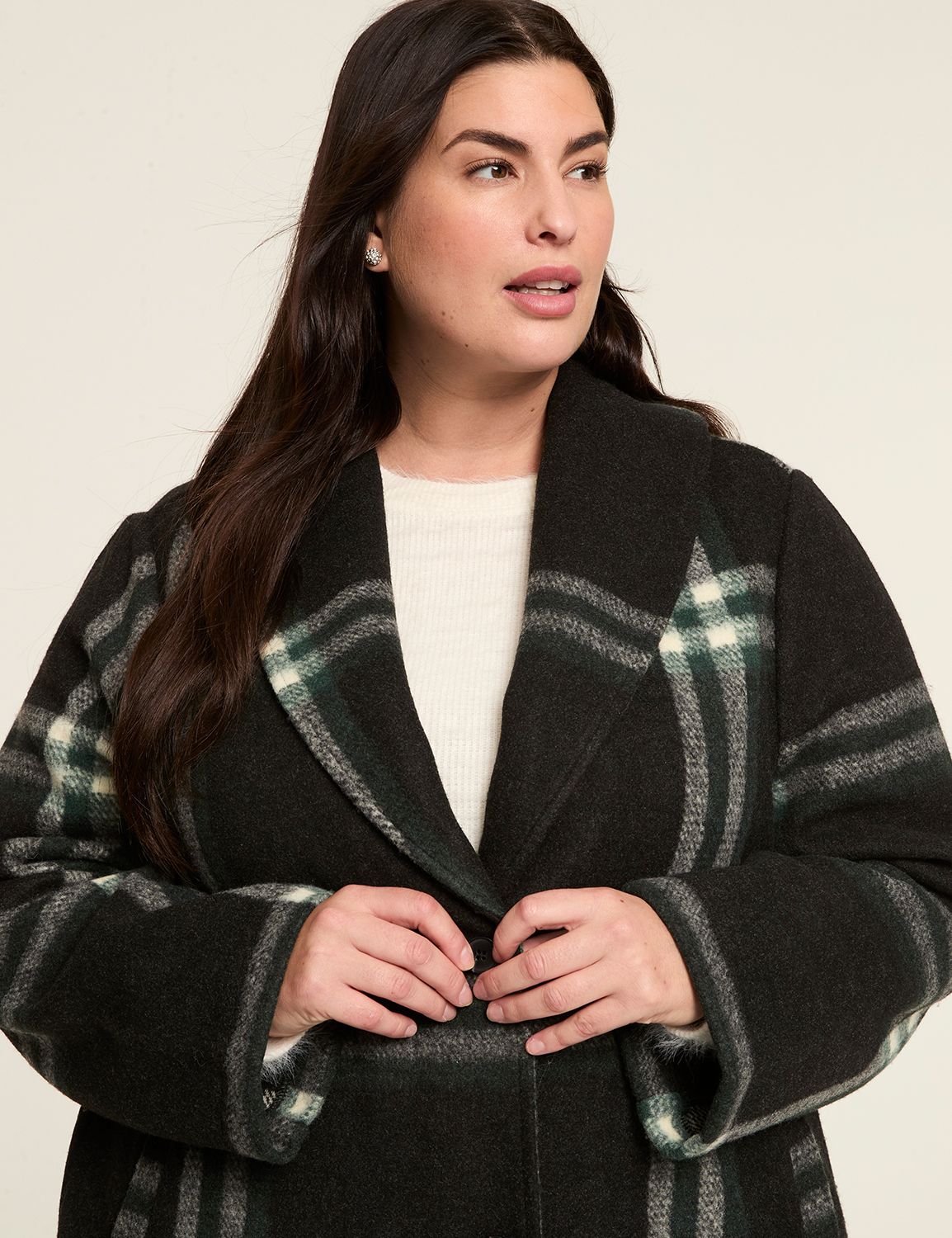 Lane Bryant 22/24 Houndstooth Plaid Peacoat Black White Purple sale Lined NWT $169