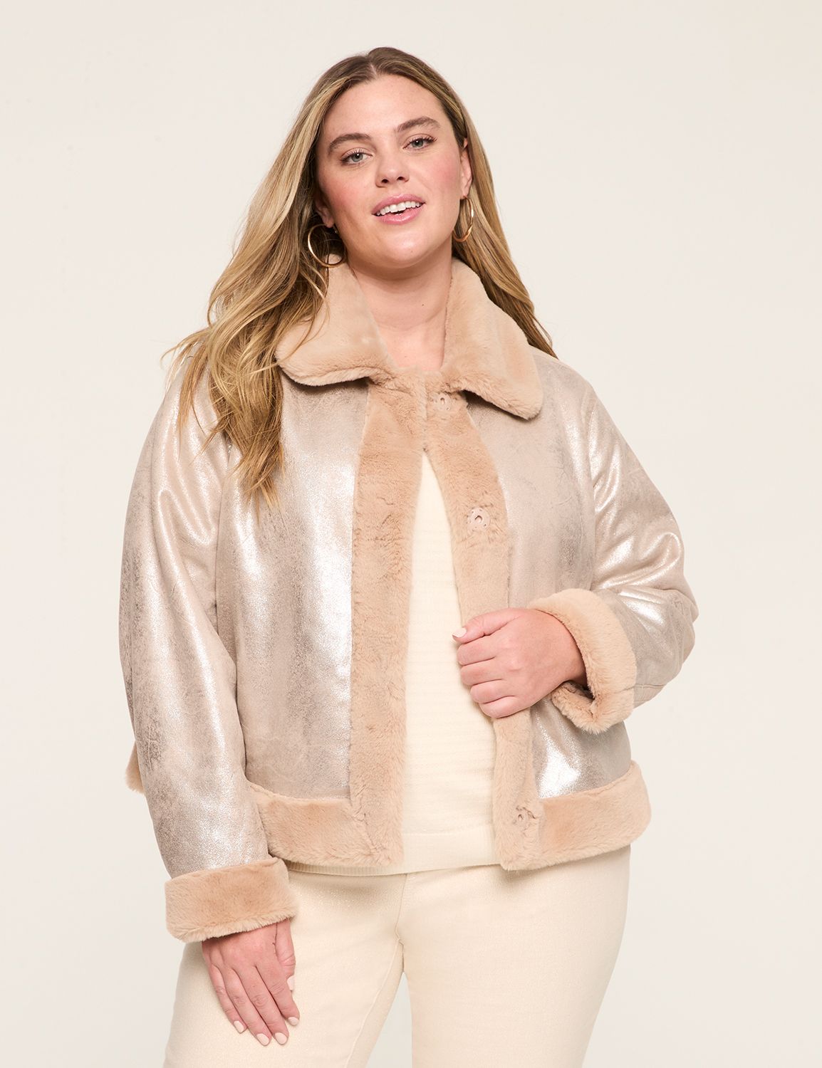 Faux-Suede Sherpa-Trim Short Jacket