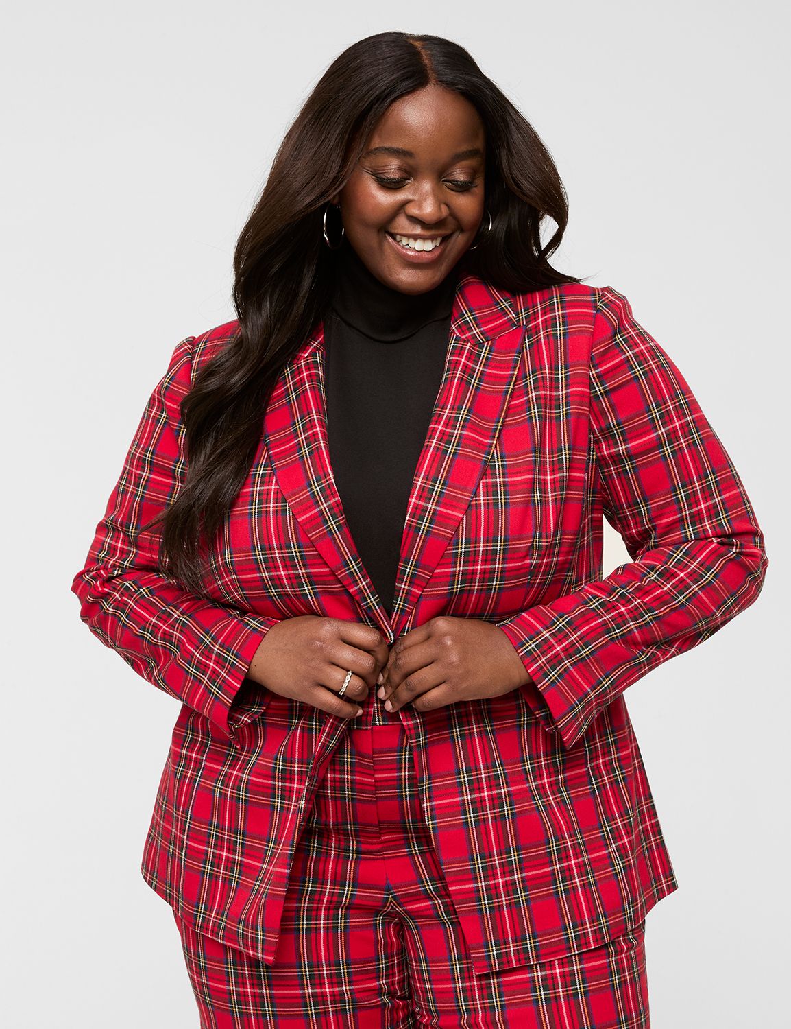 Plaid plus size blazer best sale