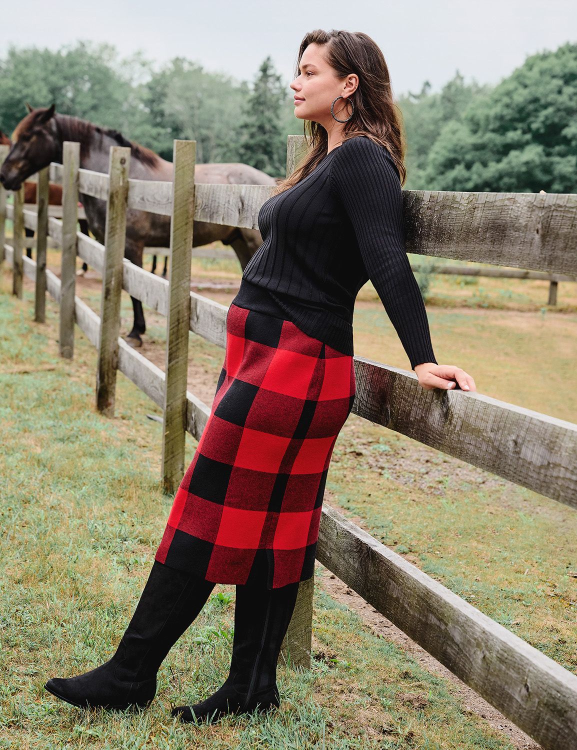 Buffalo Check Sweater Skirt LaneBryant