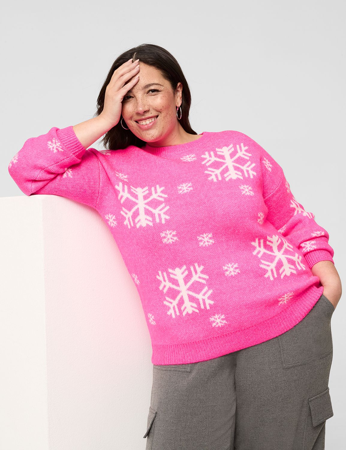 Crew-Neck Snowflake Sweater