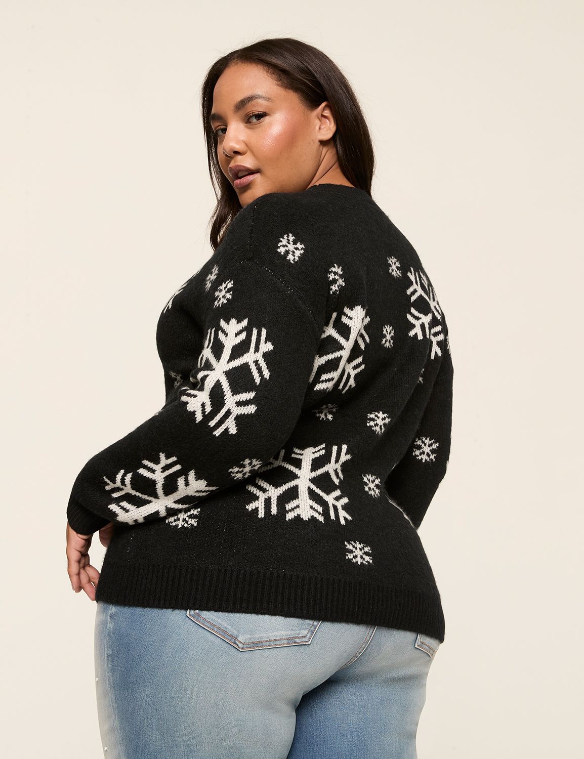 Classic Long Sleeve Crew Neck Snowf LaneBryant