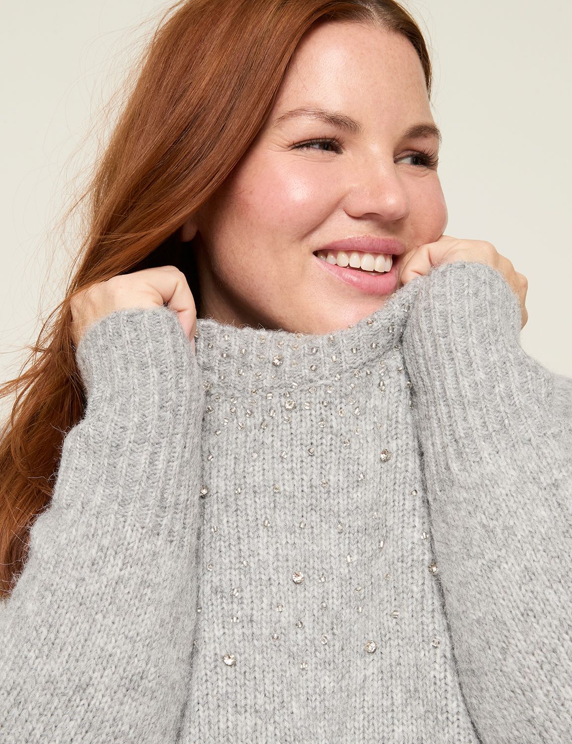 Embellished Crew-Neck Sweater