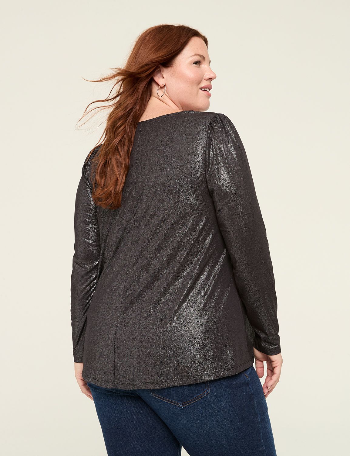 Foil Swing Square-Neck Top