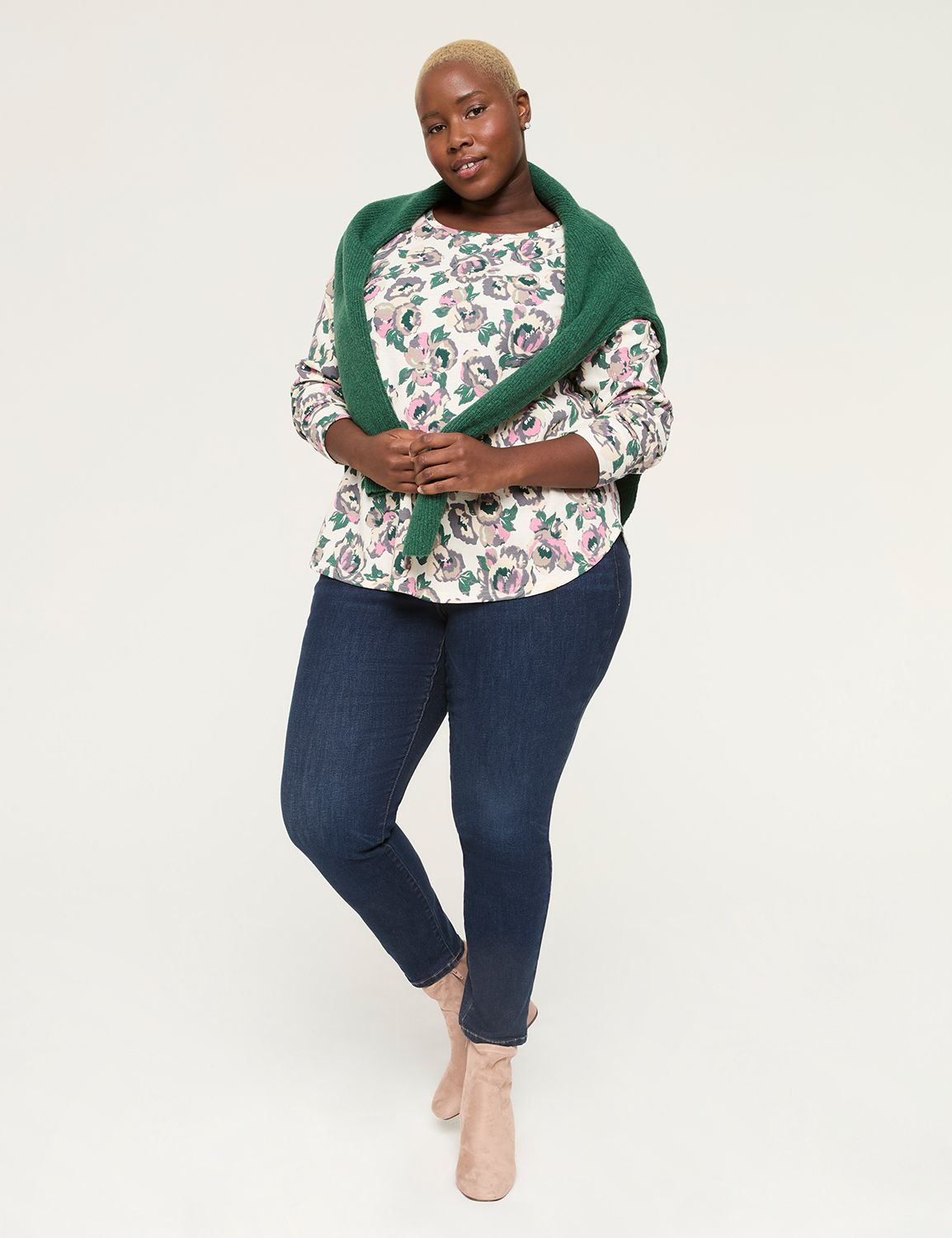 Waffle Knit Curved-Hem Tee | LaneBryant