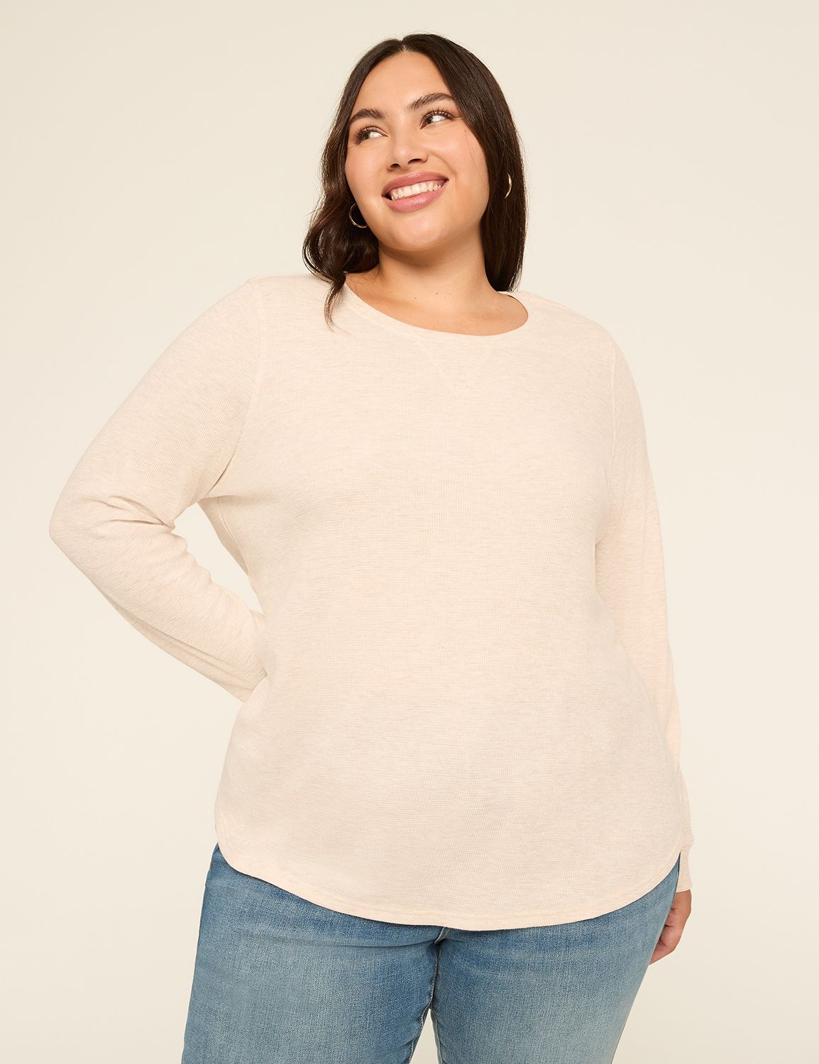 Waffle Knit Curved-Hem Tee