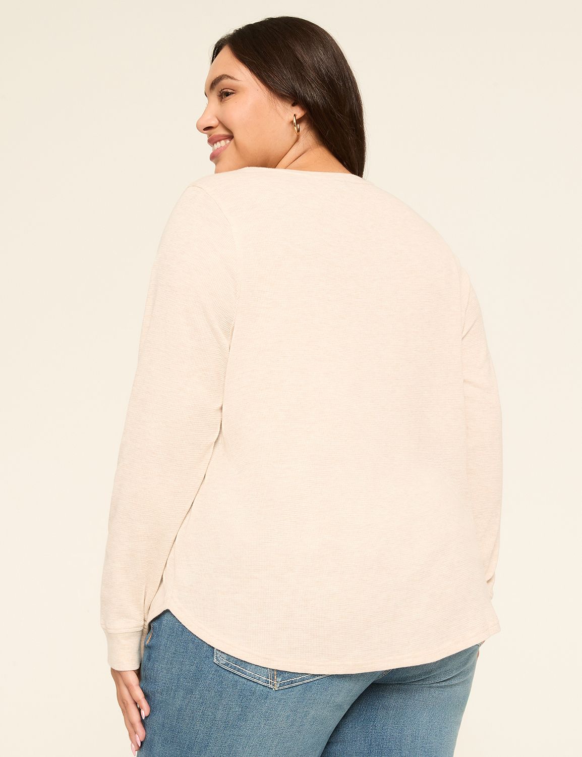 Waffle Knit Curved-Hem Tee