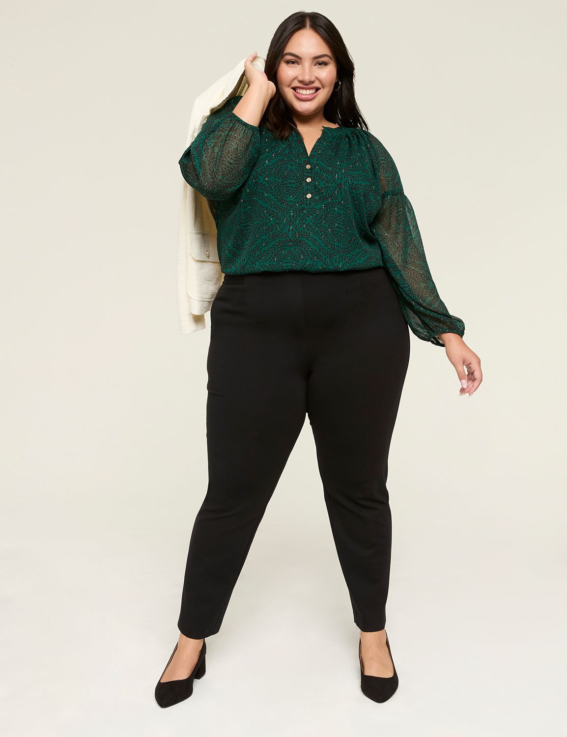 Classic Long Sleeve Split Neck Popo | LaneBryant